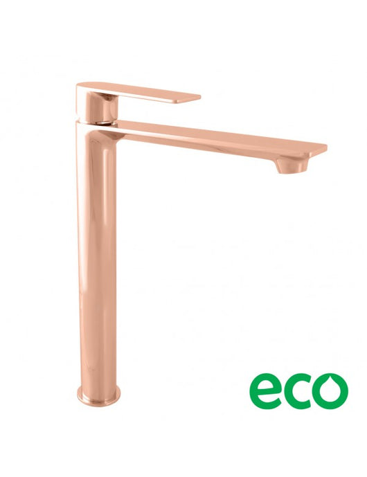 Miscelatore lavabo alto NIL in ottone oro rosa lucido senza sifone H. 26,1 cm