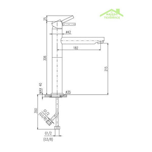 SEINA miscelatore lavabo alto 30,6 cm in ottone cromato dorato