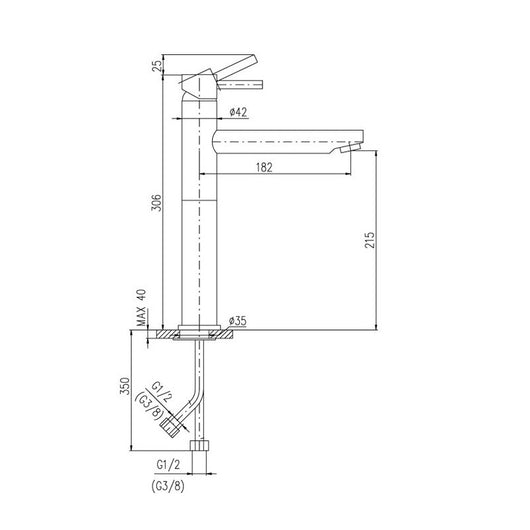Miscelatore lavabo SEINA alto 30,6 cm in ottone nero