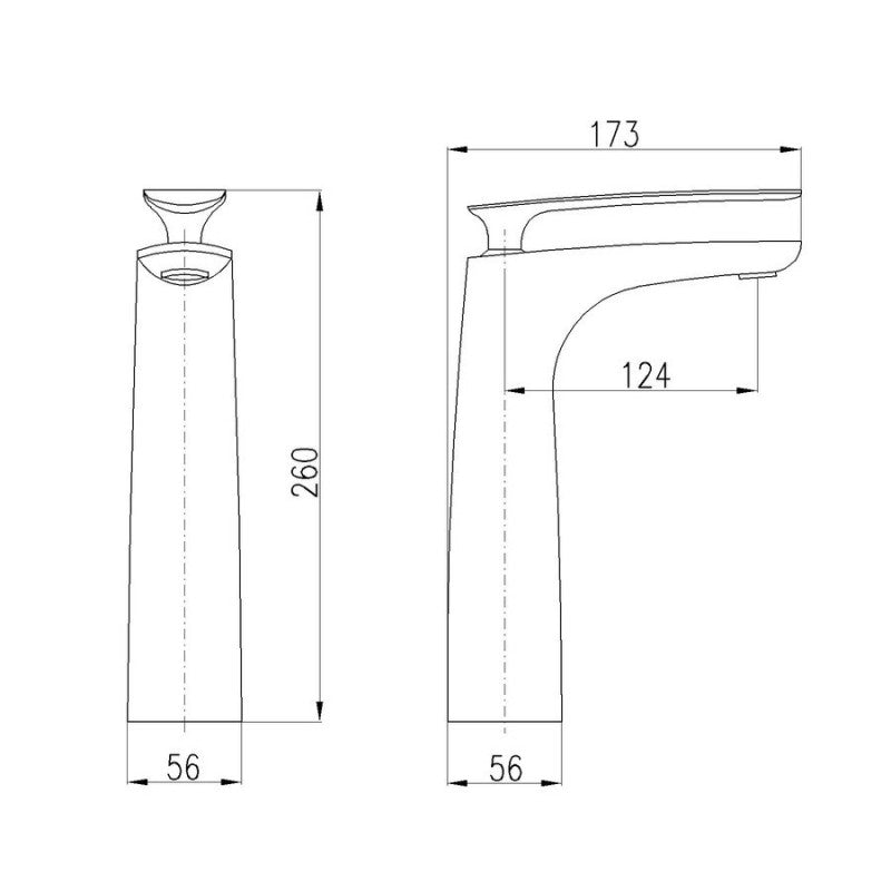 Miscelatore lavabo alto TIGRIS in ottone cromato bianco senza sifone H. 26cm