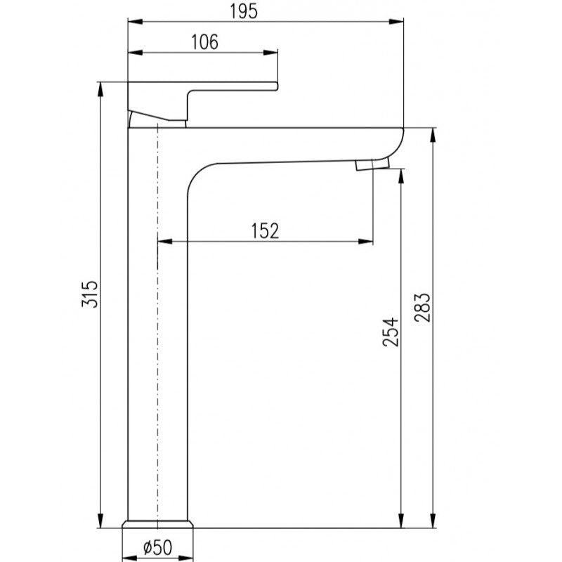 VLTAVA miscelatore lavabo alto in ottone placcato oro nero 31,5 cm