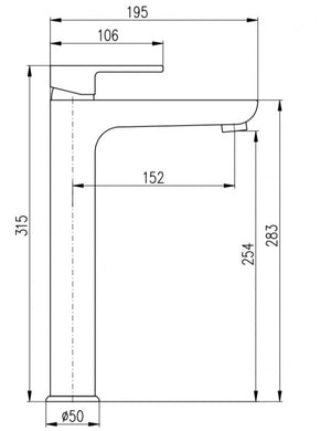 Miscelatore lavabo alto VLTAVA in ottone nero 31,5 cm