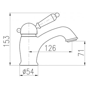 LABE miscelatore lavabo in ottone cromato con manico in ceramica senza sifone