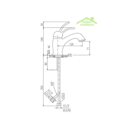 LABE miscelatore lavabo ottone bianco cromato lucido senza sifone