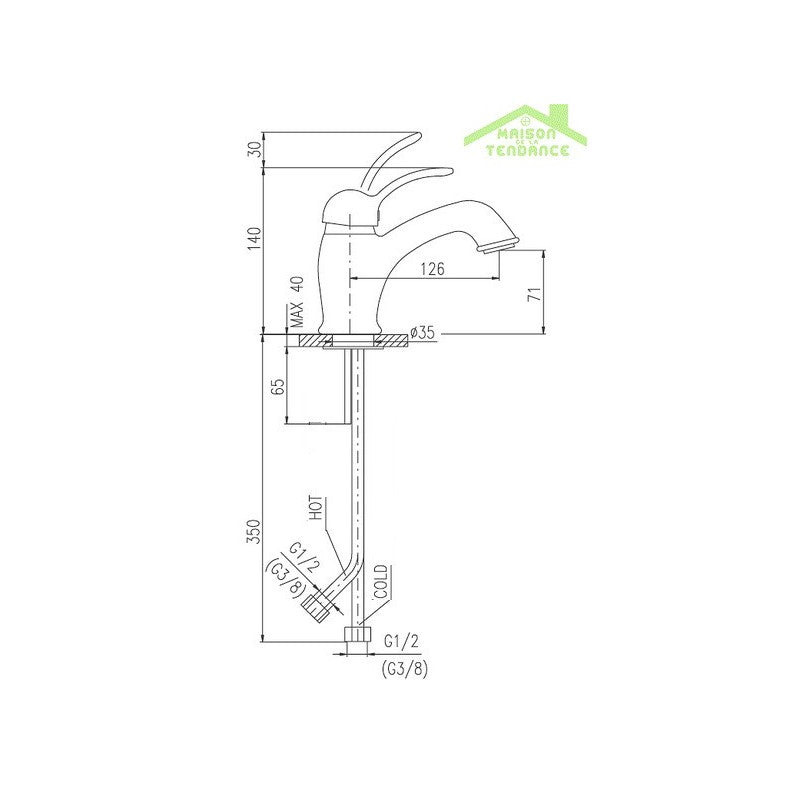 LABE miscelatore lavabo ottone bianco cromato lucido senza sifone