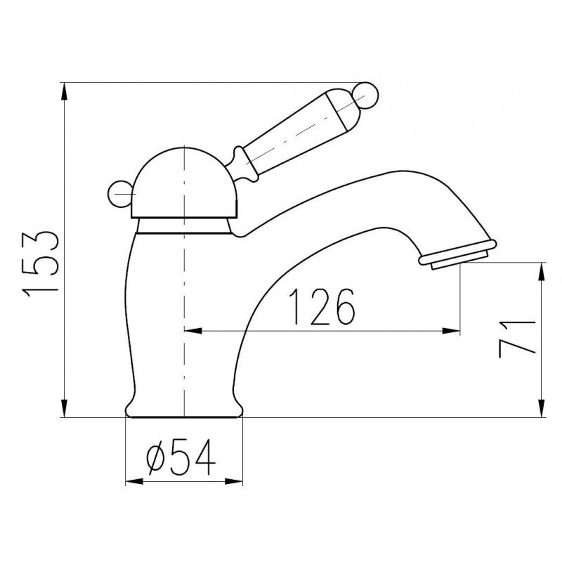 LABE miscelatore lavabo senza sifone in ottone dorato con manico in ceramica