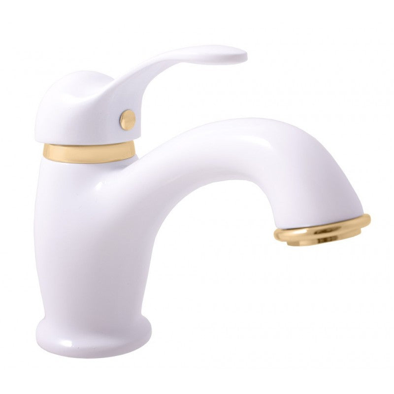 LABE miscelatore lavabo, ottone placcato oro, bianco lucido