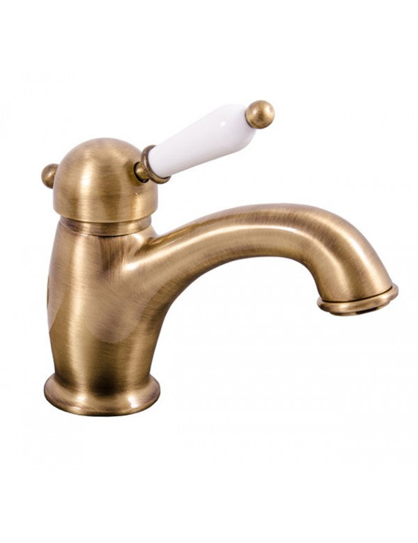 LABE miscelatore lavabo in ottone con manico in ceramica senza sifone