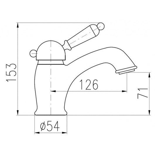 LABE miscelatore lavabo in ottone con manico in ceramica senza sifone