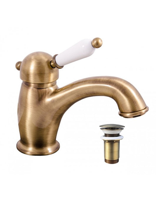 LABE miscelatore lavabo in ottone con manico in ceramica con sifone
