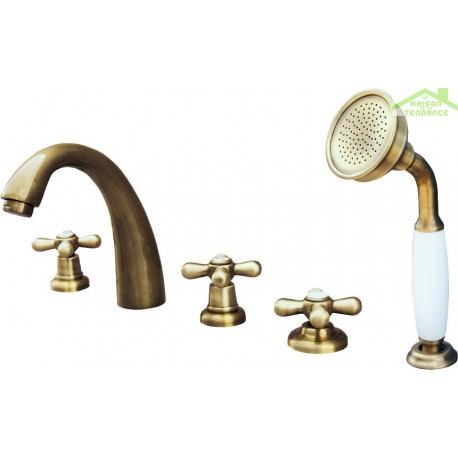 Miscelatore lavabo LABE in ottone nero con maniglia in ceramica