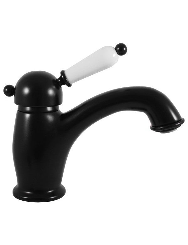 Miscelatore lavabo LABE in ottone nero con maniglia in ceramica