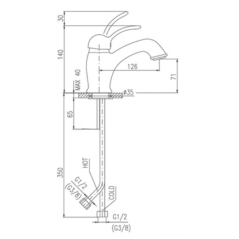 LABE miscelatore lavabo in ottone spazzolato senza sifone