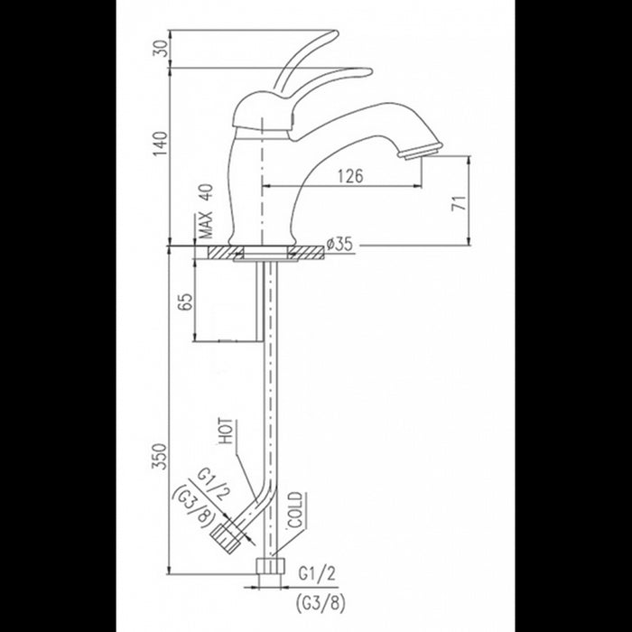 LABE miscelatore lavabo in ottone spazzolato senza sifone