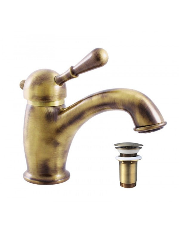 Miscelatore lavabo LABE in ottone spazzolato con sifone