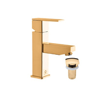 Miscelatore lavabo LOIRA con sifone in ottone dorato