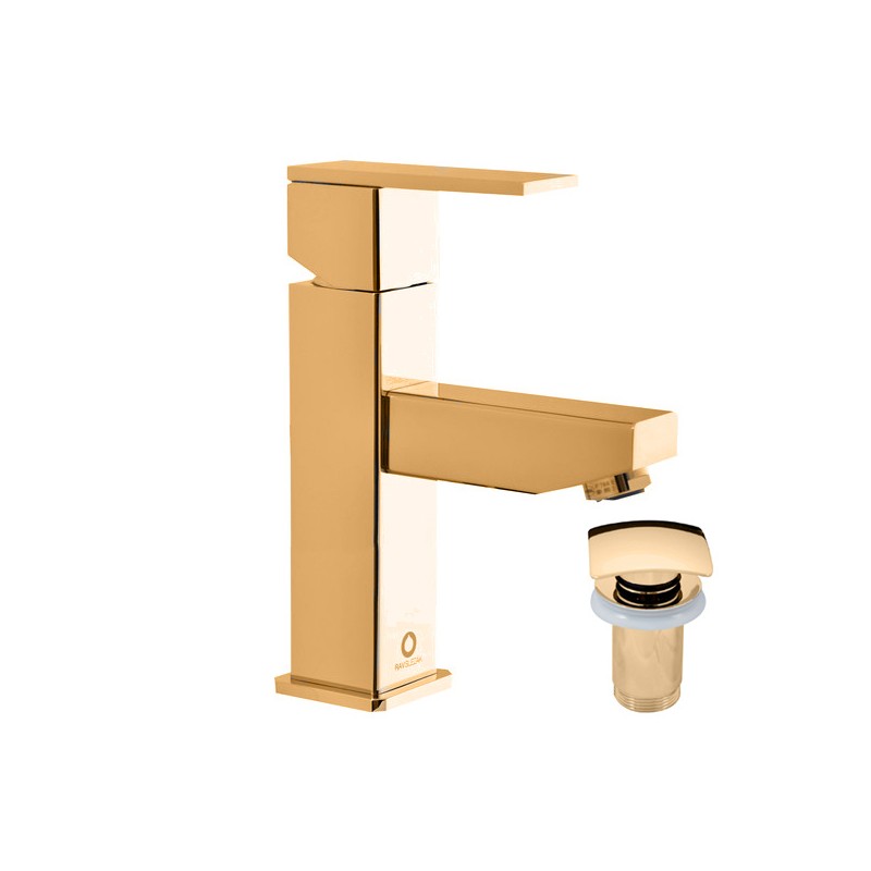 Miscelatore lavabo LOIRA con sifone in ottone dorato