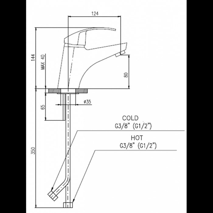 Miscelatore lavabo MISSISSIPI in ottone cromato