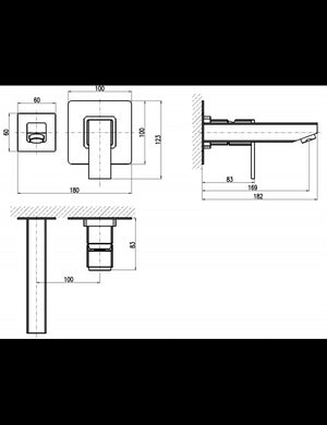 Miscelatore lavabo incasso a parete LOIRA in ottone dorato
