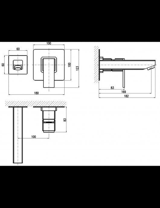 Miscelatore lavabo incasso a parete LOIRA in ottone dorato