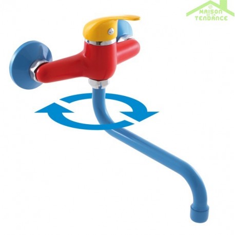 Miscelatore lavabo a parete con bocca lunga per bambini