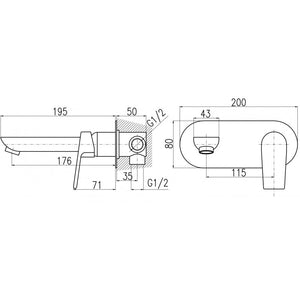 Miscelatore lavabo a parete COLORADO in ottone dorato