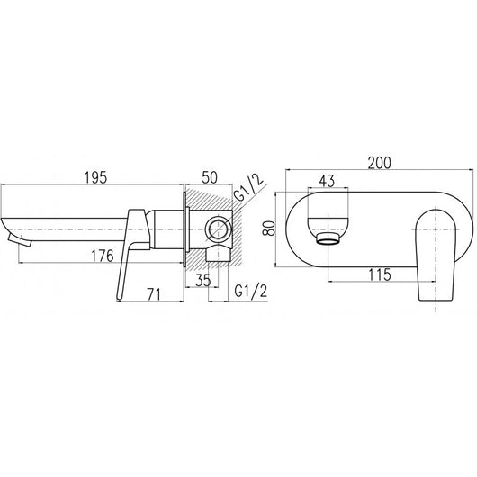 Miscelatore lavabo a parete COLORADO in ottone dorato