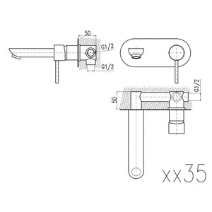 Miscelatore lavabo a parete COLORADO in ottone cromato bianco