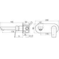 Miscelatore lavabo a parete COLORADO in ottone cromato