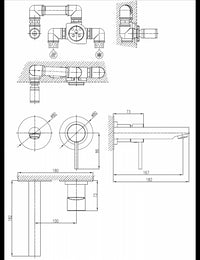 SEINA miscelatore lavabo incasso a parete in ottone nero ⌀ 8cm