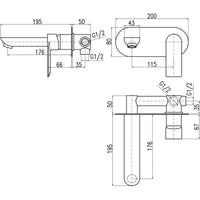 Miscelatore lavabo NIL a parete in ottone dorato