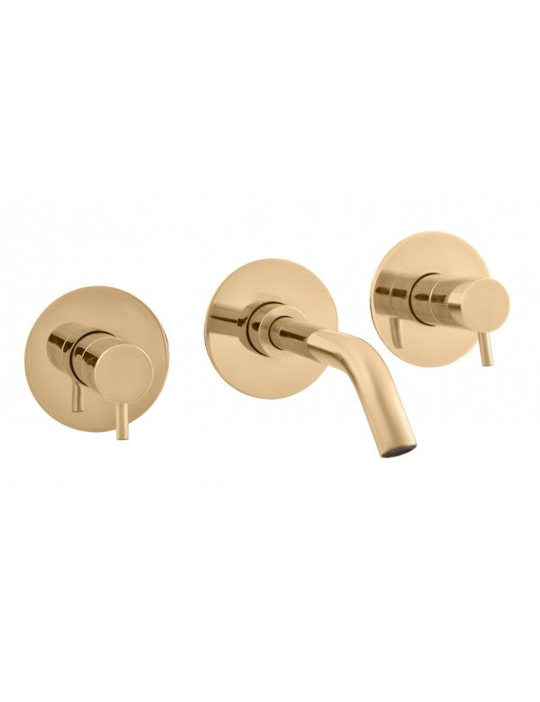 SEINA miscelatore lavabo a parete con 3 fori in ottone dorato