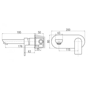 VLTAVA miscelatore lavabo a parete in ottone placcato oro nero opaco