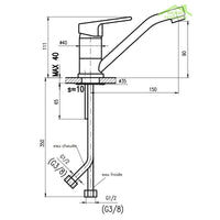 Miscelatore lavabo girevole a braccio lungo COLORADO in ottone cromato