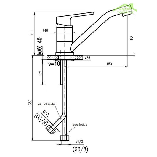 Miscelatore lavabo girevole a braccio lungo COLORADO in ottone cromato