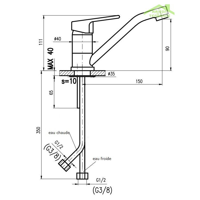 Miscelatore lavabo girevole a braccio lungo COLORADO in ottone cromato