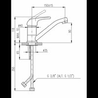 SAZAVA miscelatore lavabo con bocca lunga in ottone cromato