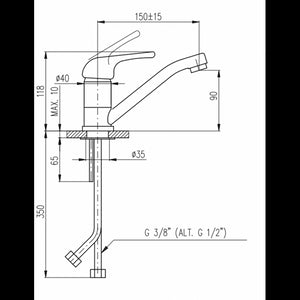 SAZAVA miscelatore lavabo con bocca lunga in ottone cromato