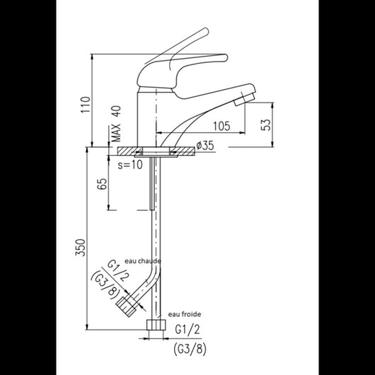 Miscelatore lavabo SAZAVA in ottone cromato