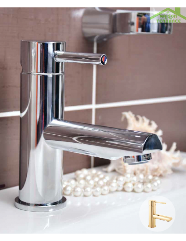 SEINA miscelatore lavabo con sifone in ottone cromato