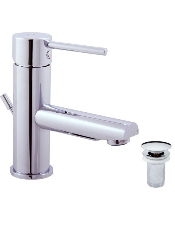 SEINA miscelatore lavabo con sifone in ottone cromato