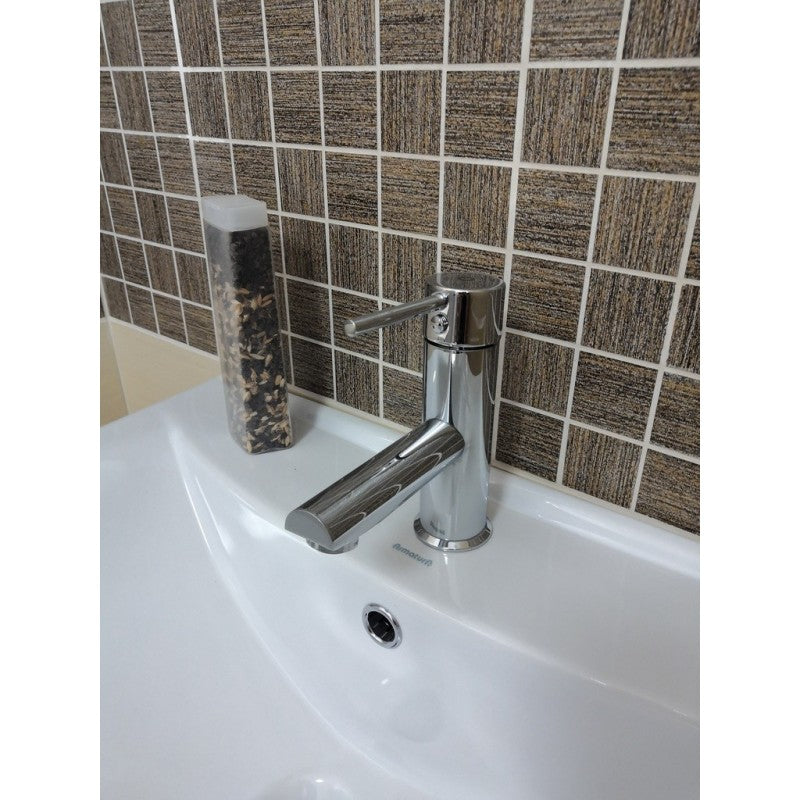 SEINA miscelatore lavabo con sifone in ottone cromato