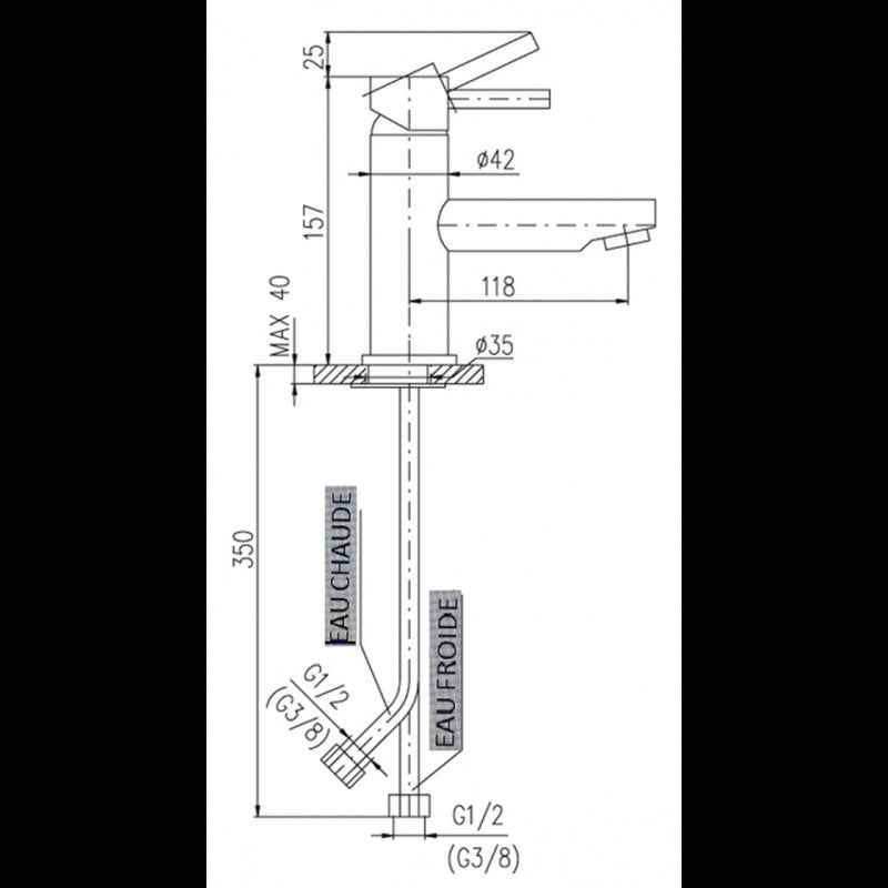 SEINA miscelatore lavabo senza sifone ottone dorato