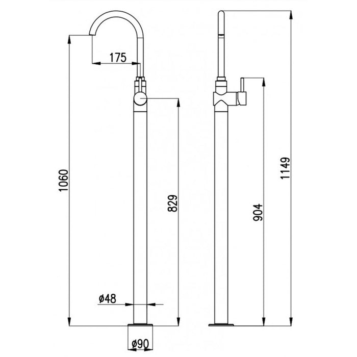Miscelatore lavabo a colonna SEINA in ottone placcato oro H.