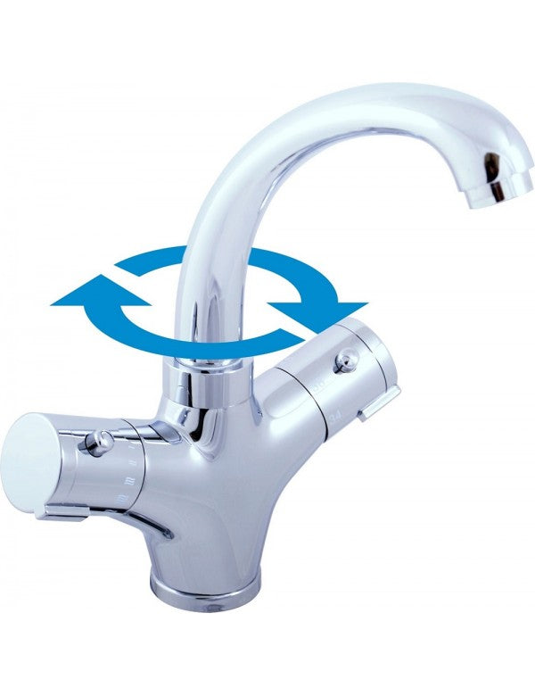 Miscelatore termostatico per lavabo in ottone cromato