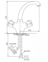 Miscelatore termostatico per lavabo in ottone cromato
