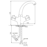 Miscelatore termostatico per lavabo in metallo lucido ottone grigio