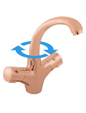 Miscelatore termostatico per lavabo in ottone oro rosa spazzolato