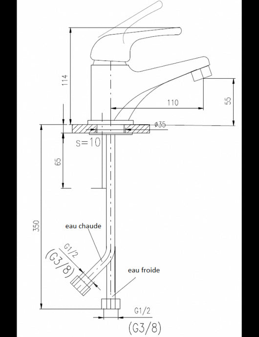 Miscelatore lavabo per bambini tricolore senza sifone