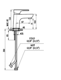 Miscelatore lavabo YUKON in ottone dorato